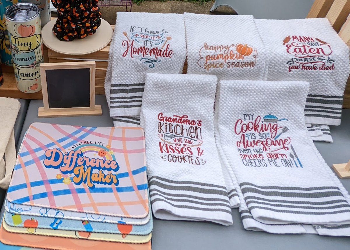 WadingHawk's tweet photo. Testing out our festival setup! Our first event will be this weekend at the Centralia, IL Hot Air Balloon Fest from Friday 08/19- Sunday 08/21. We would love to see you there!

#smallbusiness #machineembroidery #sublimation #hotairballoonfestival https://t.co/XaAgifNnxj