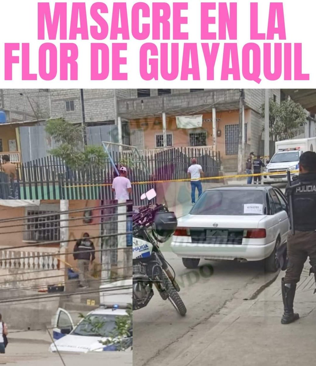Notinstante_Es's tweet photo. 🔴 #MASACR3 EN LA FLOR DE #GUAYAQUIL
Hoy, una nueva balacer¤ entre miembros de bandas rivales dejó al menos seis muertos.
El hecho se registró en #FlorDeBastión. @LassoGuillermo @PoliciaEcuador @FFAAECUADOR @MinInteriorEc https://t.co/SfsH07uxi0