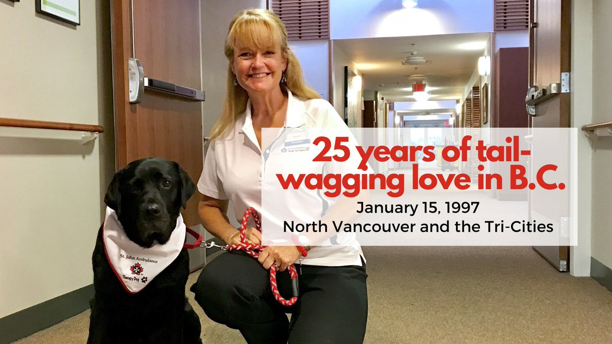 SJA_BCYT's tweet photo. Not only does 2022 mark 30 yrs of SJA therapy dogs in Canada, but also 25 yrs of our volunteer pups in BC! On Jan 15 in 1997, our #NorthShore &amp; #TriCities divisions was formed. #AndTheRestIsHistory 🐶 🙌

Pictured: Riley &amp; handler Karen from the North Van team at a hospice visit. https://t.co/g34C1C9R3b