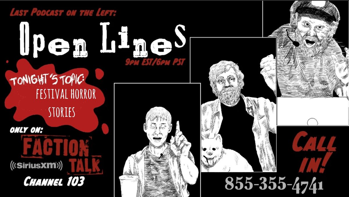 LPontheleft's tweet photo. Call in! 854-355-4741 
Tell us about your crazy/terrifying/goofy/drug-fueled festival/concert stories! 
https://t.co/tldzf8fo3f https://t.co/3ZT9qFSPDJ