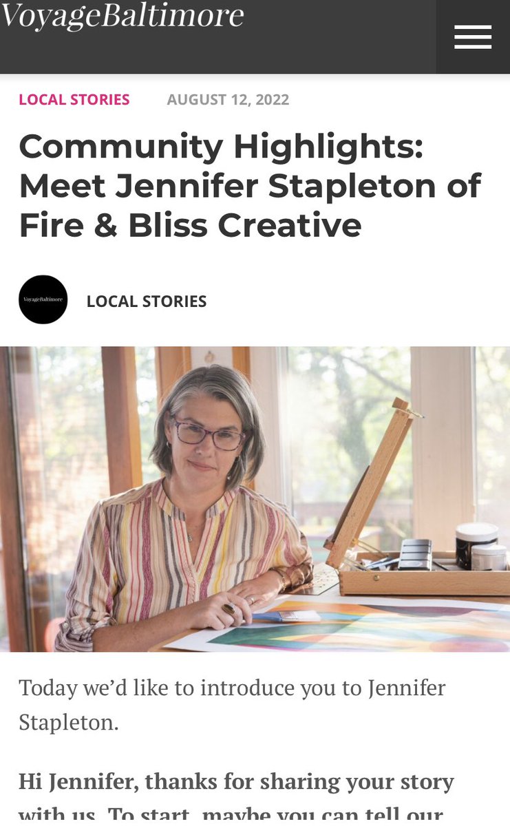 Our founding partner <a href="/jenn__bliss/">Jennifer Bliss Coulter Stapleton</a> was featured in Voyage Baltimore. Learn more about how we are helping BIPOC and LGBTQ+ artists further their careers. voyagebaltimore.com/interview/comm…

#baltimore #dcartists