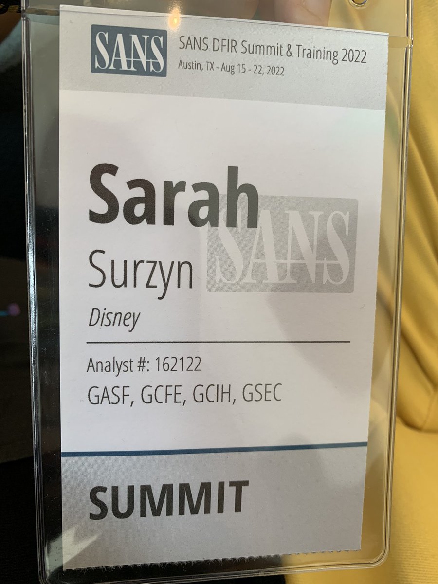 SarahSurz13's tweet photo. Obligatory new badge pic, because I added some certs to my name since the last one #DFIRSummit #GASF #GCFE #GSEC #GCIH https://t.co/t0e0nFpTAi
