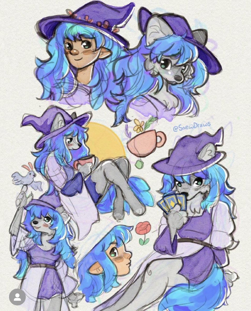 morganmanages's tweet photo. @artbyvalo This is Winter. She is a wild witch, and is also able to turn into a wolf. She lives in and old magic tree in the middle of the woods, nearby a waterfall. https://t.co/GEsylkcaI8