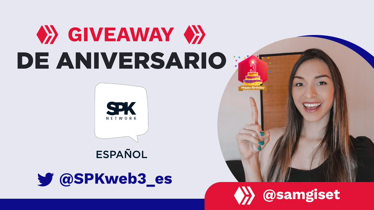 🎉Celebremos junto a <a href="/SPKweb3_es/">SPK Network en español</a> mi tercer aniversario en #Hive 

🔥Tienes 2 formas de ganar 

1. En Twitter +50 $HIVE en premios 

✔️Sigue <a href="/SPKweb3_es/">SPK Network en español</a>  y sigue a <a href="/GisetSam/">Sam Giset</a> 
✔️ Like y comparte este Tweet
✔️ Comenta una de tus expectativas con SPK Network, añade el tag #spkweb3