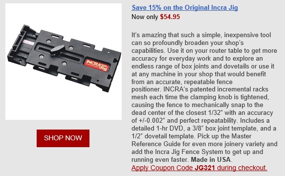INCRA Router Fences from only $55, one week only! The Original INCRA Jig is simple, compact, completely repeatable, and accurate to 0.002", just like the more expensive systems. Get one for each of your machines!
incrementaltools.com/category_s/176… 
#incra #woodworkingtools #woodworking