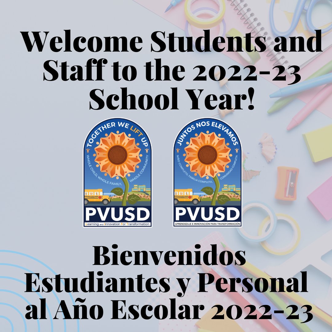 PajaroValleyUSD's tweet photo. We at #PVUSD are excited to see our students back in school and ready for a fantastic year!
Estamos emocionados de ver a nuestros estudiantes de regreso a clases y listos para tener un año fantástico! https://t.co/lL3jTeueng