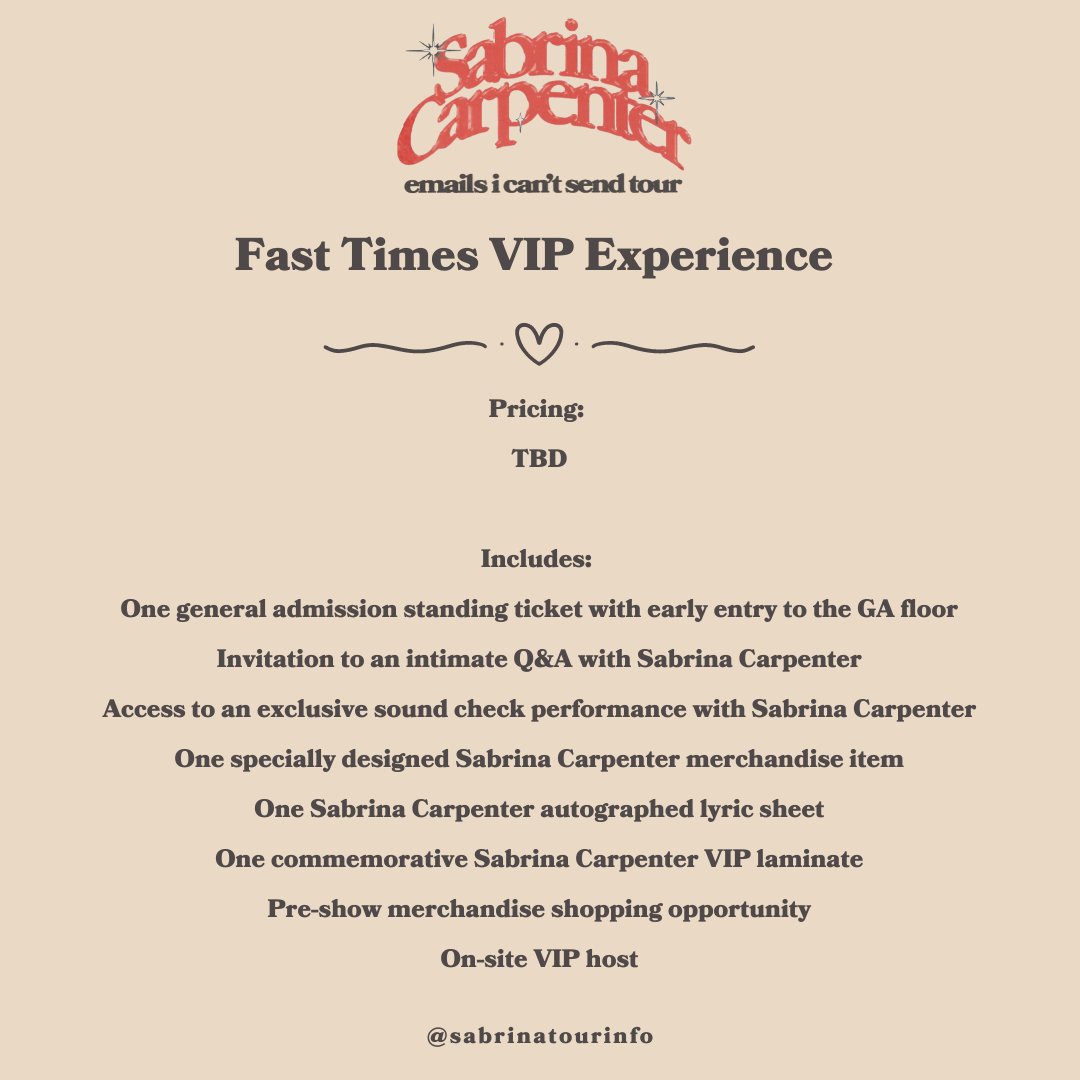 Sabrina Carpenter Tour Info 💋 on X: “🚨 “emails I can’t send