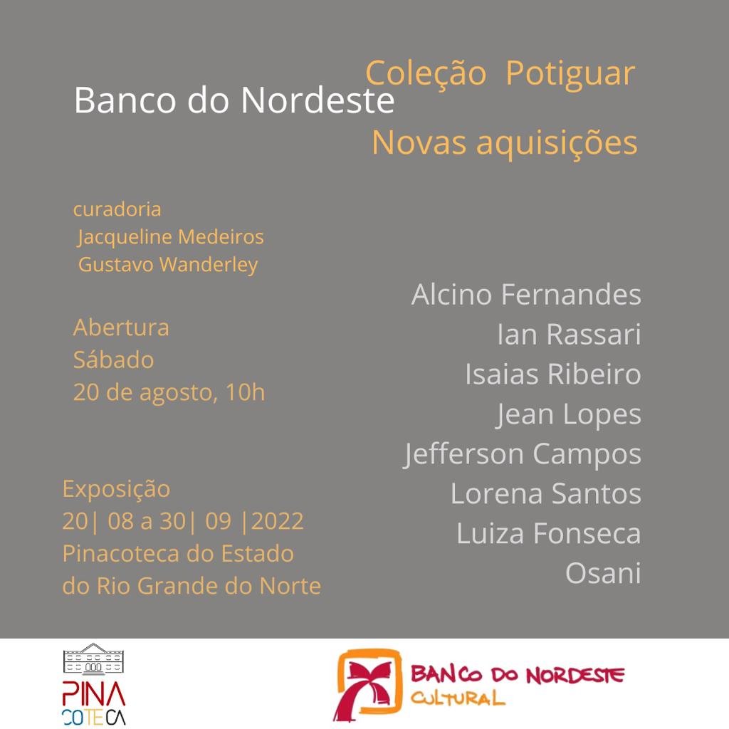 luuuufs's tweet photo. Sábado dia 20 tem abertura da exposição das novas aquisições da coleção do Banco do Nordeste na Pinacoteca do RN e estarei participando ao lado dessa galera foda 💖✨✨venhamm https://t.co/4u4UCa7igR