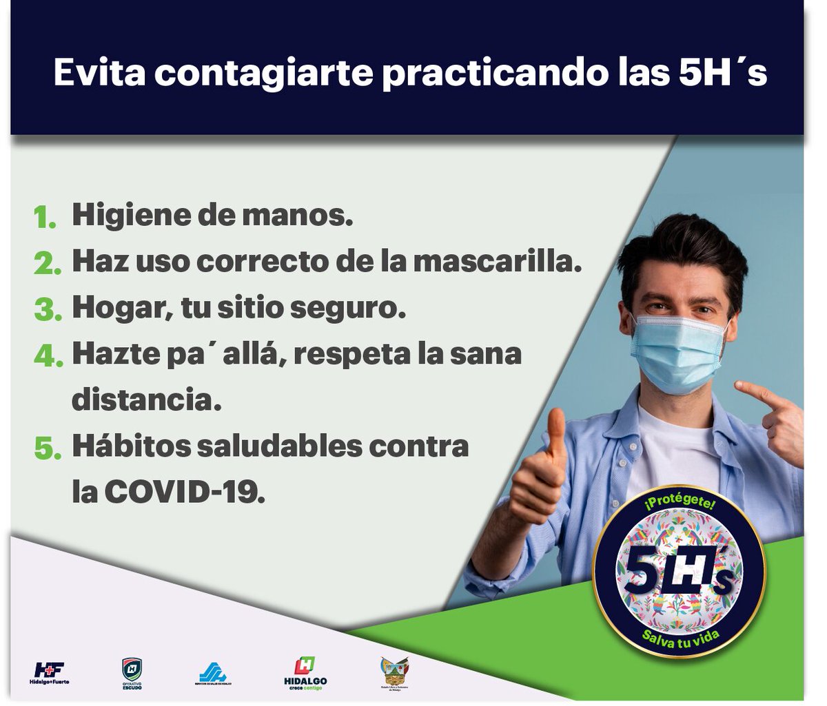 Salud_Hidalgo's tweet photo. Buenos días. Que sea un excelente #Martes para todos.
Disfruta este día al máximo, pero #CuidaTuSalud
#Protégete con las #5Hs https://t.co/Q588V0yVKq