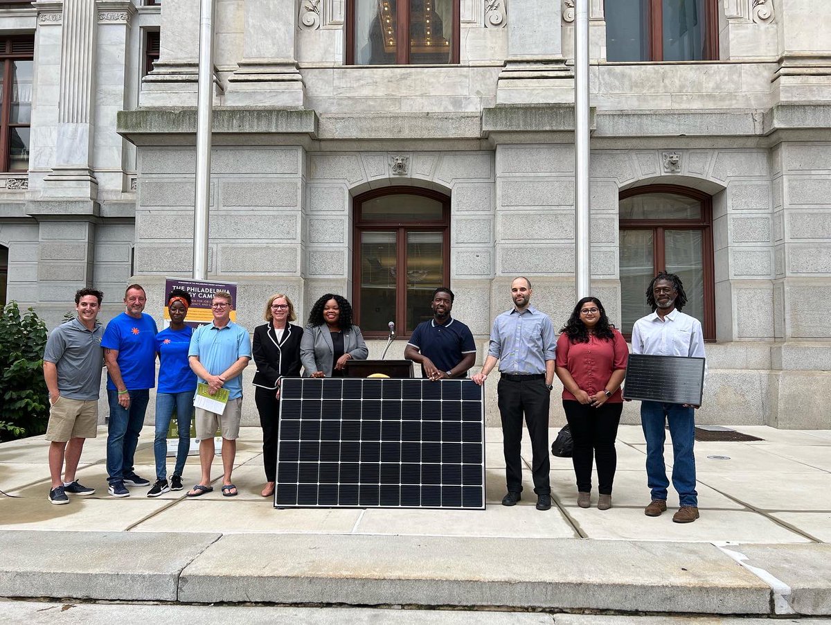 DerekGreenPHL's tweet photo. Great kickoff today to #SolarWeekPHL! @solarizephilly @philaenergy has made Philadelphia a national leader in solar, with nearly $1 billion in investments and 10,000 clean energy jobs generated. Iβm proud to support this work and look forward to further collaboration! https://t.co/363JVxoOv6
