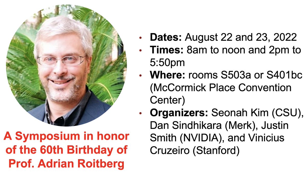 Vinícius Cruzeiro (@vwcruzeiro) on Twitter photo Coming to #ACSFall2022 ? Join us to celebrate <a href="/adrian_roitberg/">Adrian Roitberg 🏳️⚧️</a>'s 60th birthday! Two days of talks by collaborators, students and alumni highlighting <a href="/adrian_roitberg/">Adrian Roitberg 🏳️⚧️</a>'s outstanding contributions to #CompChem. Looking forward to seeing you all there! <a href="/ACSCOMP/">ACS COMP</a> <a href="/sun9823/">Seonah Kim</a> <a href="/gpusciguy/">Justin S. Smith</a> Coming to #ACSFall2022 ? Join us to celebrate <a href="/adrian_roitberg/">Adrian Roitberg 🏳️⚧️</a>'s 60th birthday! Two days of talks by collaborators, students and alumni highlighting <a href="/adrian_roitberg/">Adrian Roitberg 🏳️⚧️</a>'s outstanding contributions to #CompChem. Looking forward to seeing you all there! <a href="/ACSCOMP/">ACS COMP</a> <a href="/sun9823/">Seonah Kim</a> <a href="/gpusciguy/">Justin S. Smith</a>