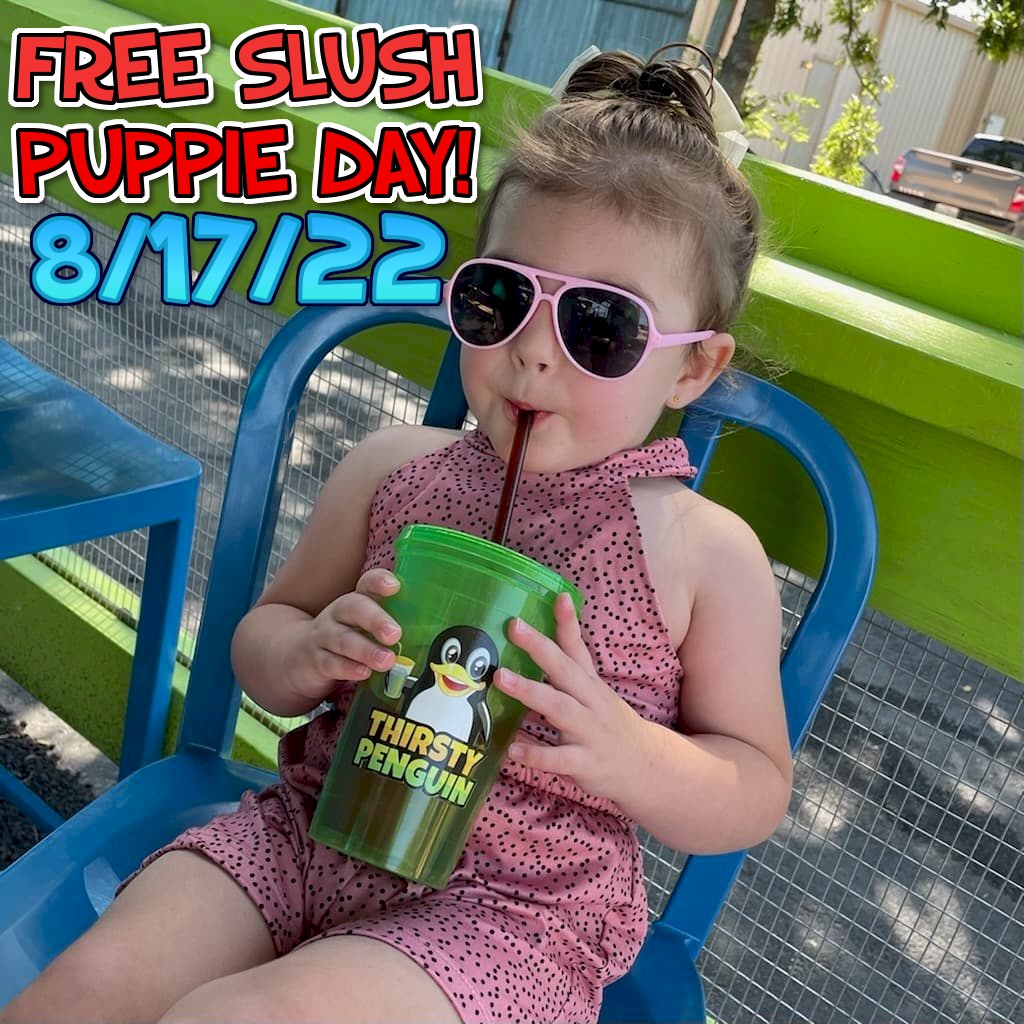 ThePenguinTX's tweet photo. HEY KIDS!...FREEEEE SLUSH PUPPIE DAY!...Wendesday 4/17 only! Our top slushie customer says you don't want to miss this! https://t.co/71s4HHTLvK