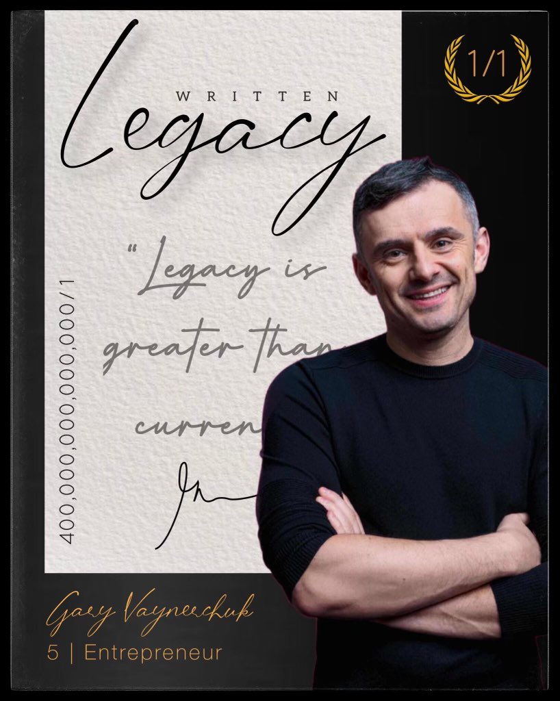 A friend of mine <a href="/PIIO3NIX/">Matthew Brady</a> had the idea for a <a href="/garyvee/">Gary Vaynerchuk</a> tribute card, NFT. A unique 1 of 1 Gary Vaynerchuk appreciation card. 

This is the FRONT. Engage with this tweet to see the full 3D animated NFT 

Would love to get Gary’s approval to airdrop it to him! #veefriends