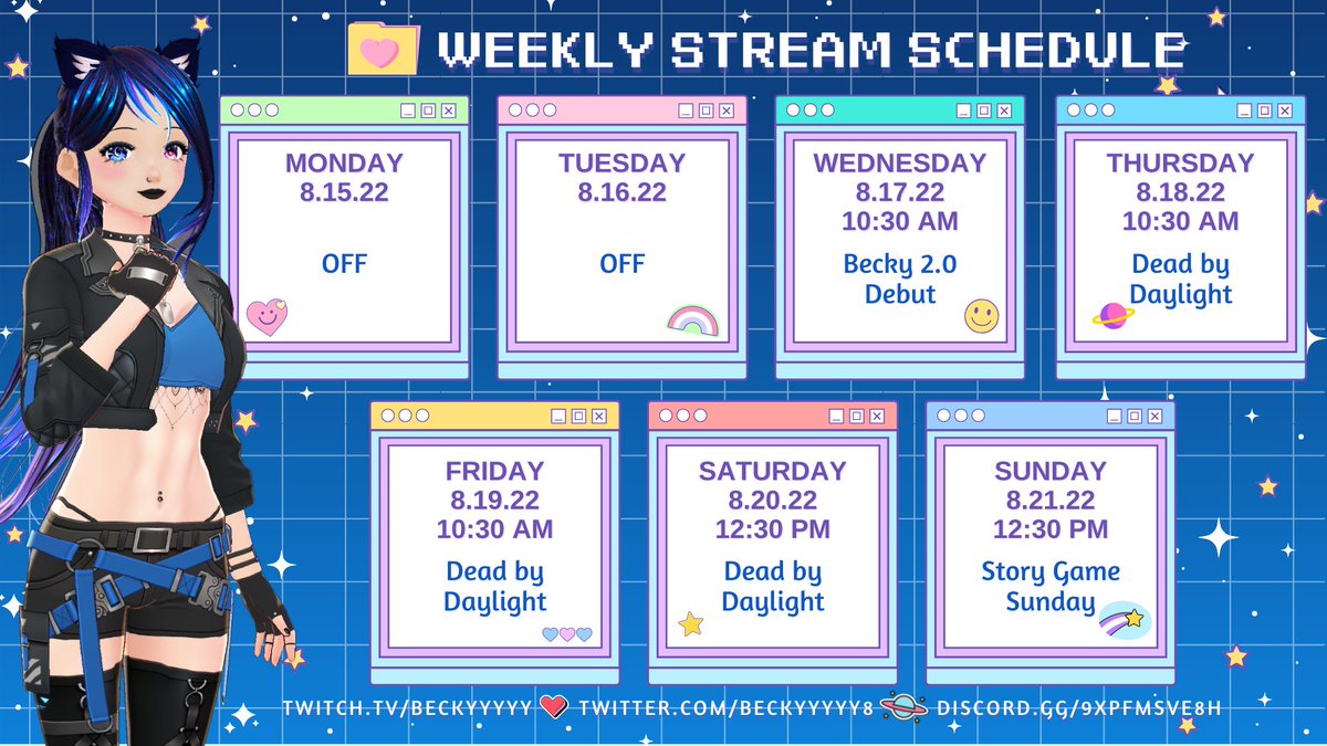 💫 it's me, your neighborhood cyberneko!💫

I'M MAKING MY RETURN WITH BECKY 2.0 THIS WEDNESDAY! I hope you are ready for it!

twitch.tv/beckyyyyy

#Vtuber #ENVtuber #VTuberUprising #ModelReveal #VtuberDebut #Beckyillust #twitchaffiliate #twitch #egirl #pansexual #VtubersEN
