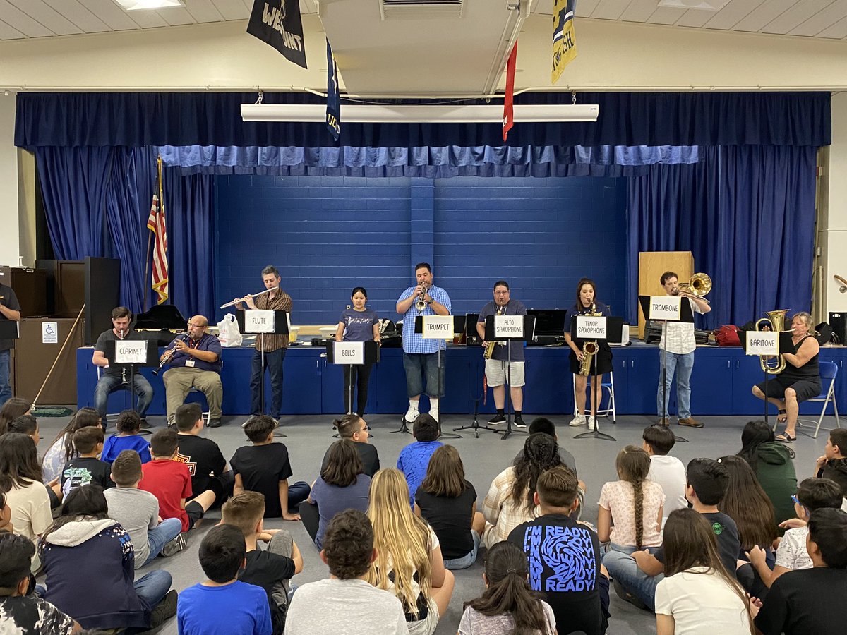 JoshRegerAP's tweet image. CVUSD annual Band on the Run assembly at Marshall! Always great to see all our amazing Chino Valley elementary music teachers pumping up band to our 5th and 6th graders!!