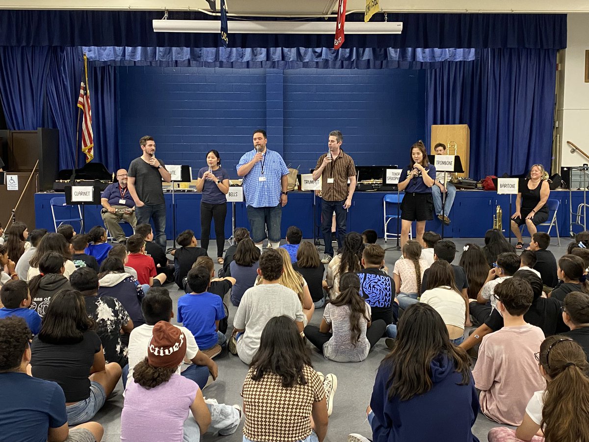 JoshRegerAP's tweet image. CVUSD annual Band on the Run assembly at Marshall! Always great to see all our amazing Chino Valley elementary music teachers pumping up band to our 5th and 6th graders!!