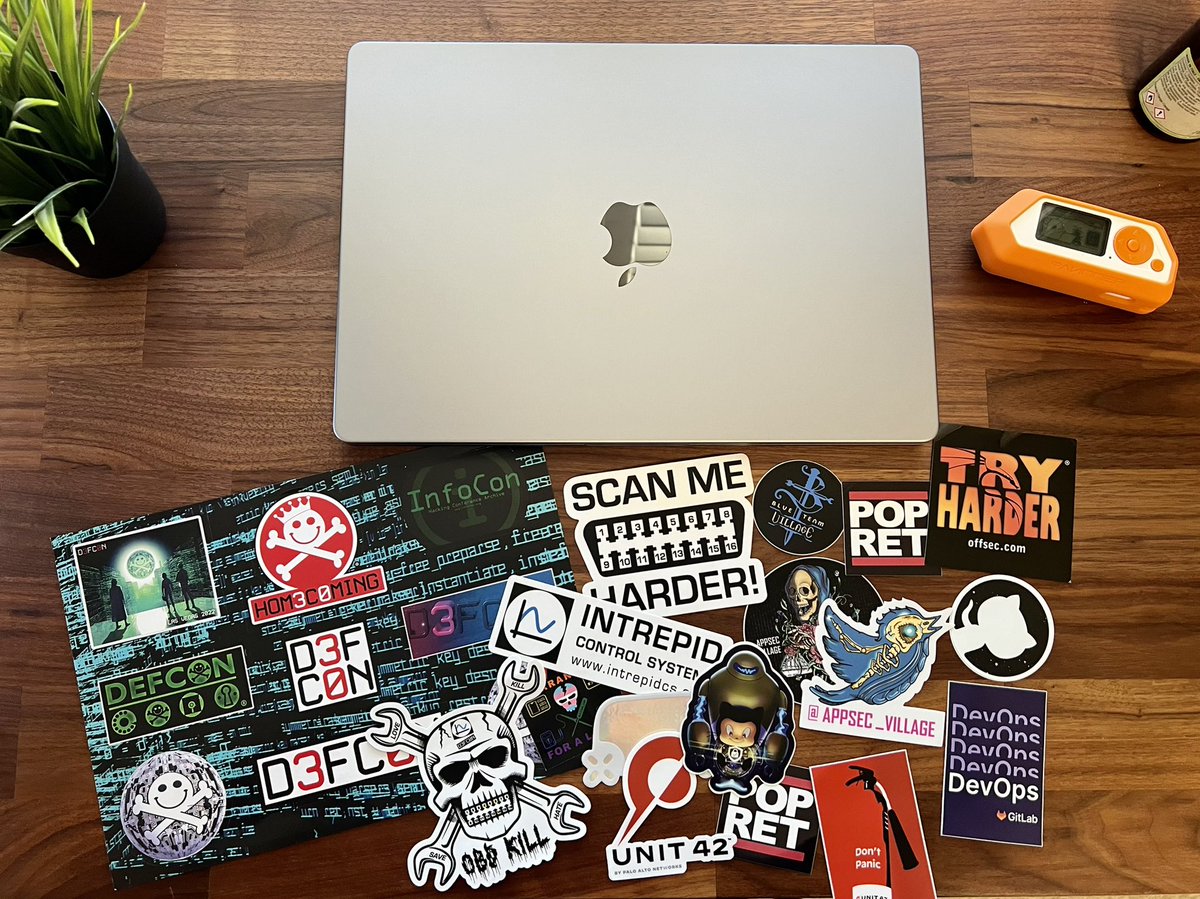guerilla7's tweet image. Bought an @Apple MBP 14 months ago, decided not to put any stickers on it, not until @defcon and @BlackHatEvents are done.  Today is the day. #DEFCON30 #Defcon2022 #Homecoming #blackhat2022 #Hackers