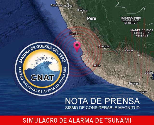 Sargox's tweet photo. 🔴 #Asismet Informativo | #SimulacroNacional2022 #Perú
Se emite una alarma de #tsunami para la costa central del país por un hipotético sismo de magnitud 8.0 Mw frente a Pisco ocurrido a las 3:00 p.m.
Evento no sucedido (créditos: @Asismet_IF). https://t.co/d8294iEfxw