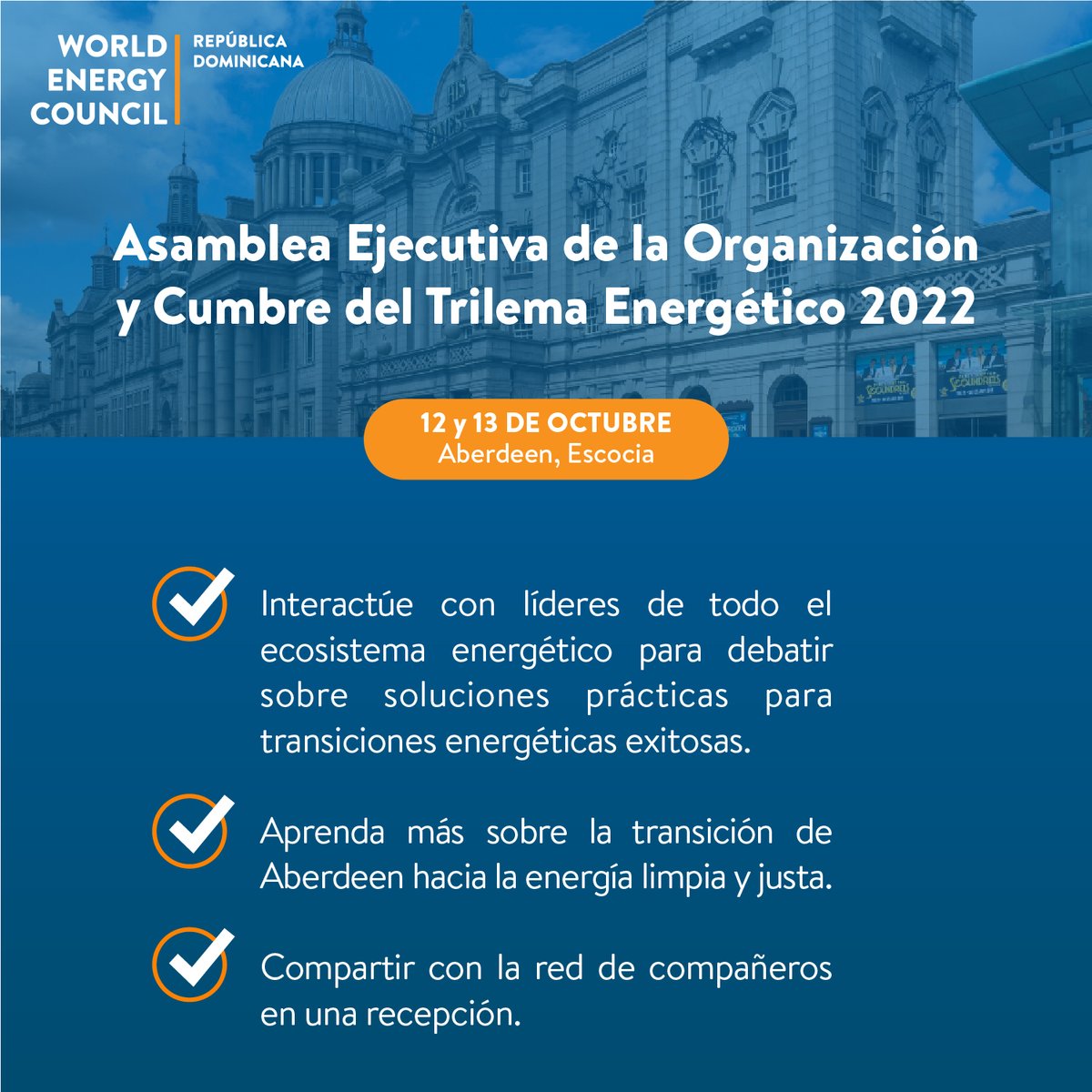 wec_rd's tweet photo. La Asamblea Ejecutiva del Consejo Mundial de la Energía y la Cumbre del Trilema Energético, co-patrocinada por el Gobierno escocés, tendrá lugar los días 12 y 13 de octubre de 2022 en Aberdeen. Más detalles en nuestro LinkedIn.

#energia #wec #wecrd #cambios #futuro https://t.co/8NeYafaMzQ