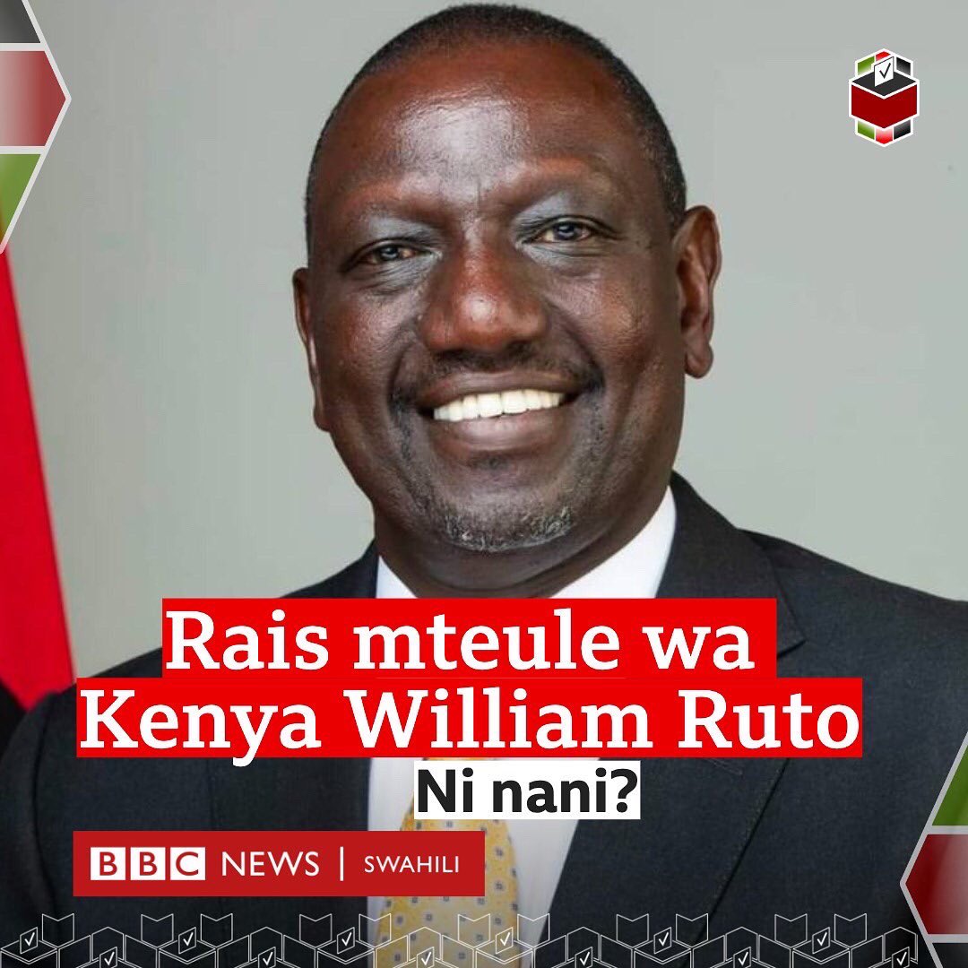 bbcswahili's tweet image. Tume huru ya uchaguzi na mipaka ya Kenya IEBC imemtangaza William Ruto kama rais mteule wa tano wa Kenya. 
Lakini Je unamfahamu?

#bbcswahili #matokeoyauchaguzikenya2022 #kenya #williamruto #railaodinga #uchaguzi