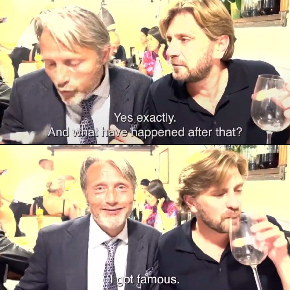 "Sim, exatamente.
E o que aconteceu depois daquilo?"
<a href="/theofficialmads/">Mads Mikkelsen Official</a>:"Eu fiquei famoso."
🤣🤣🤣
Mads é top! ❤️

Edit by me. Credits for repost 😉

#MadsMikkelsen
