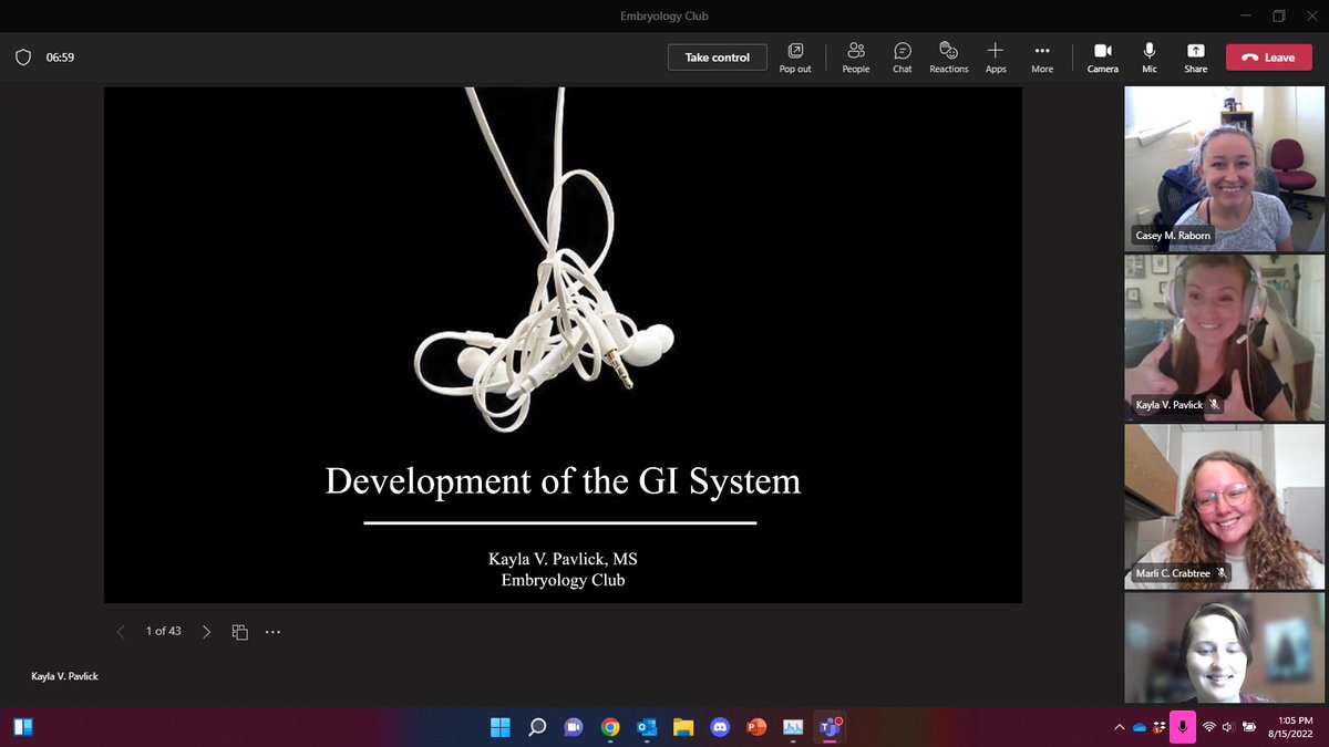 Our PhD students held their Embryology club today with the topic of GI Development led by 3rd year student <a href="/KVP_Anatomy/">Kayla V. Pavlick, PhD</a> #MedEd #PhDLife #GradLife #AnatEd #Embryology