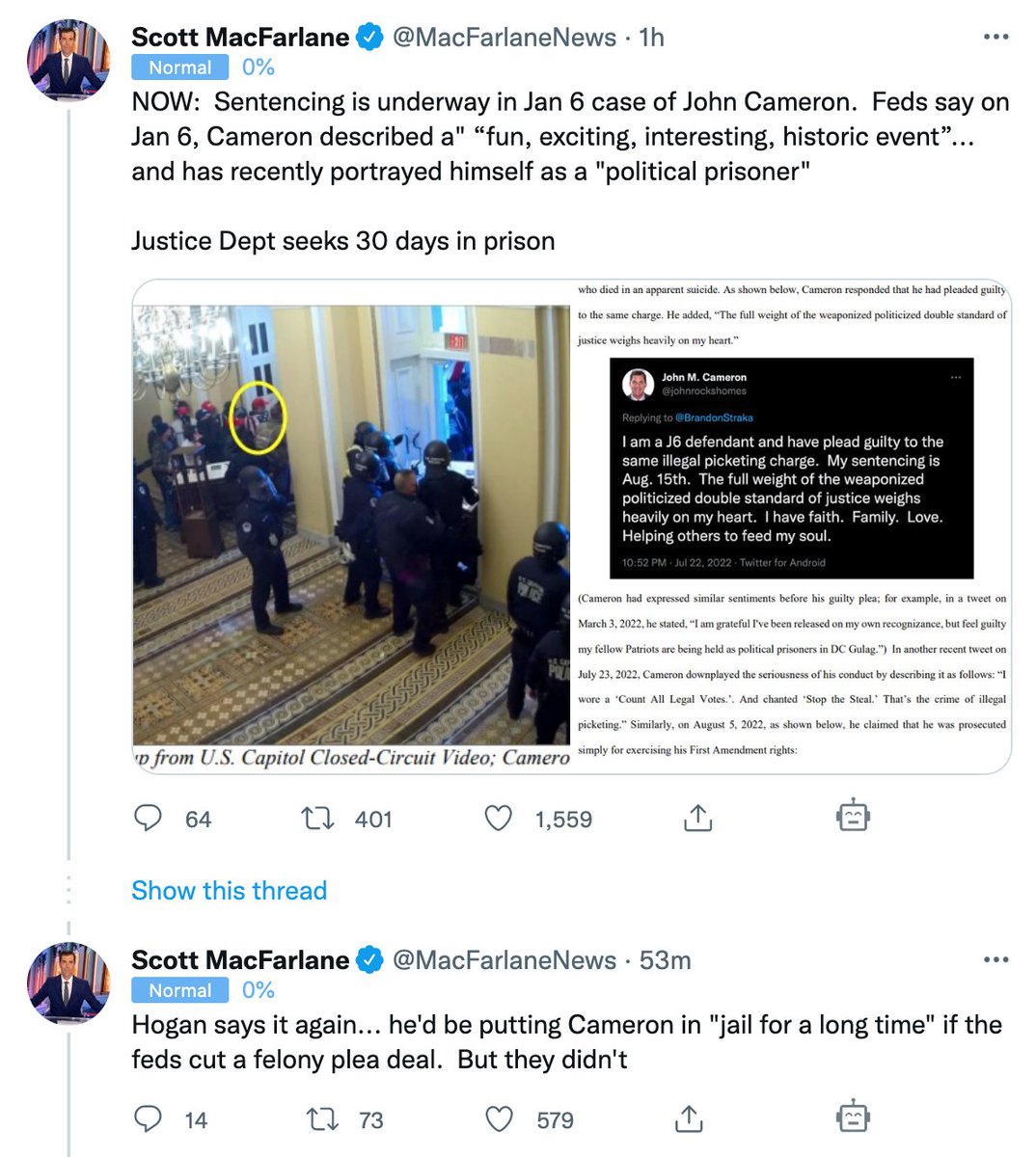 Devastating (see second tweet). Federal judges are expressing shock over and over at how easy DOJ is going on the January 6 criminals.