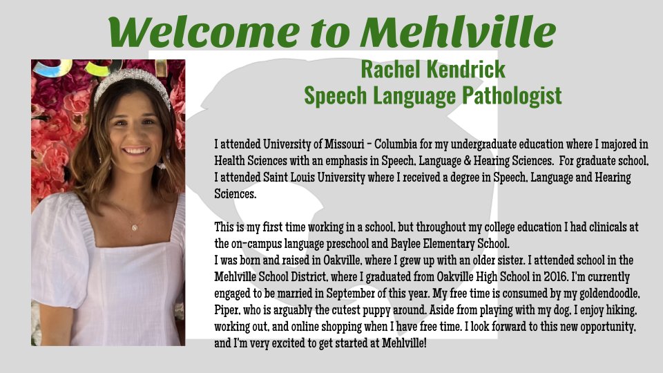 Mehlville_HS's tweet photo. Welcome Ms. Kendrick! #WelcometoMHS #WeAreMehlville #MSDR9 https://t.co/qex8GIo3G9