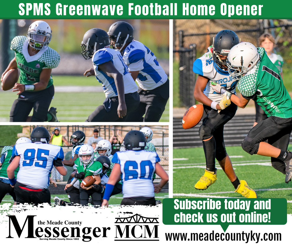 OfficialMCKY's tweet photo. Check out this week's edition of the Meade County Messenger which will feature the SPMS Greenwave Football Home Opener! https://t.co/4XZFran8JJ