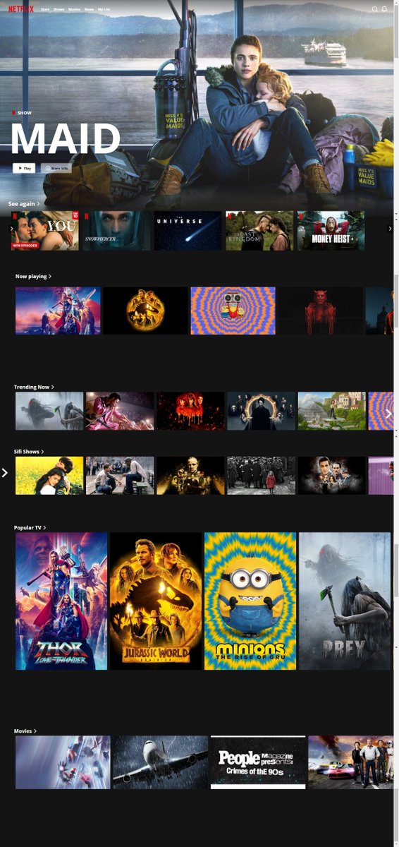 AJ__ITACHI's tweet photo. Netflix clone
with search functionality
The movie database Api
👨‍💻👨‍💻
#100DaysOfCode 
#API 
#javascript 
#HTML5 https://t.co/TJqVdahw4b
