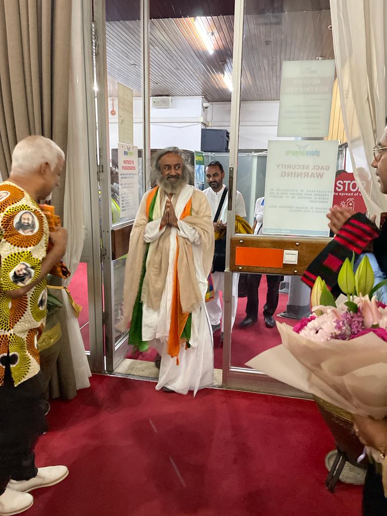 Gurudev <a href="/SriSri/">Gurudev</a> Ravi Shankar ji arrives at Kotoka International Airport in Accra, Ghana. 

#GurudevNow