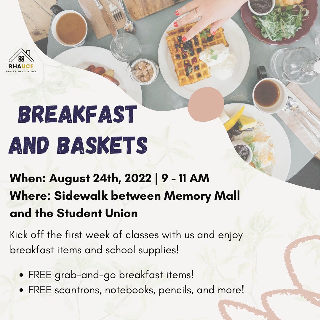 RHAUCF's tweet photo. Kick off the first week of classes with grab-and-go breakfast and school supplies! 

🥞Join us on Wednesday, August 24th between Memory Mall and the Student Union! 

🥞FREE grab-and-go breakfast items while supplies last!

🥞FREE school supplies while supplies last! 

#ucf #gkco https://t.co/RRtQ99QRiF