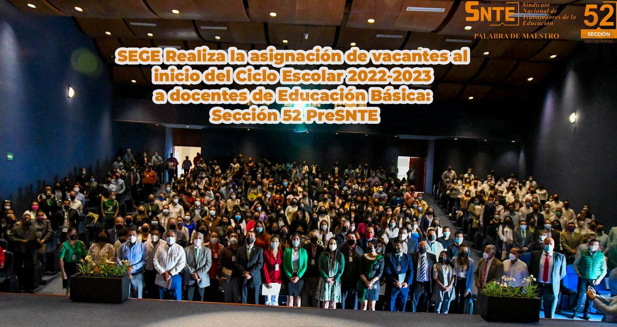 SNTESeccion52's tweet photo. SEGE Realiza la asignación de vacantes al inicio del Ciclo Escolar 2022-2023 a docentes de Educación Básica: Sección 52 PreSNTE
#SNTE52
#Sección52
#SNTE
#SNTECercano
#PotosíParaLasyLosPotosinos https://t.co/hdZIWEStVC
