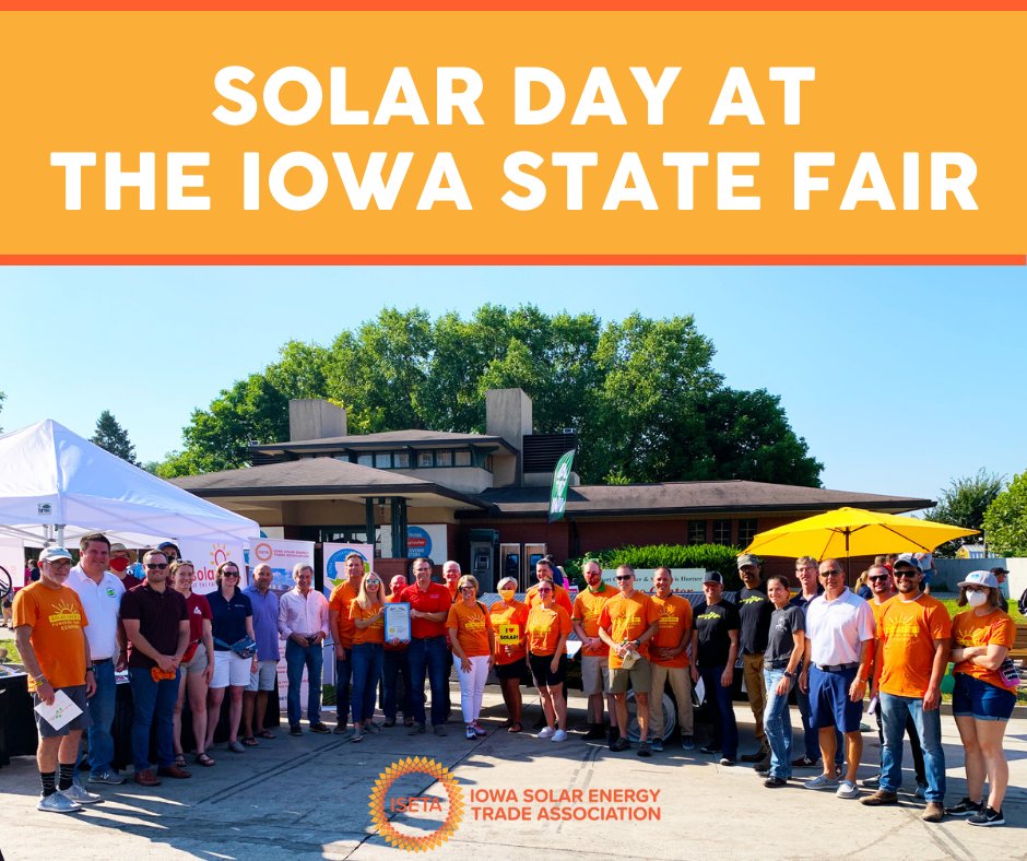 iowasolarenergy's tweet photo. Join us this week for Solar Day at the @IowaStateFair. Stop by the solar tent this Wednesday on the Grand Concourse.
#IowaSolar #SolarWorksForIowans #SolarDayAtTheFair https://t.co/oD6Oeg9Jps