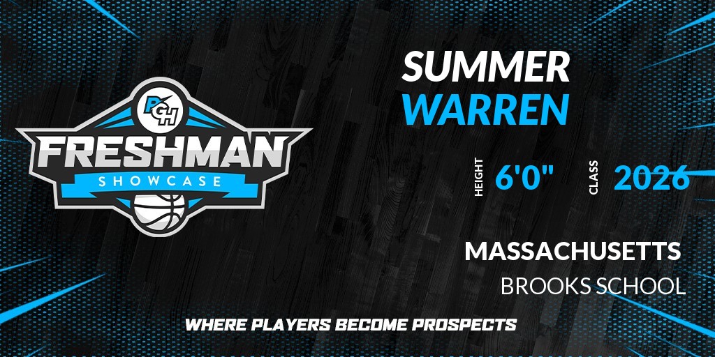PGHNewEngland's tweet photo. Welcome Class of 2026 Summer Warren (@SummerSwish12) of Brooks School HS to the @PGHNewEngland Showcase @ Mass Premier Courts. 

🔥🏀 #PGHFreshmanShowcase 🏀🔥

Register NOW! 👇  
https://t.co/HBLAmWc9TQ https://t.co/BRkgRew4na