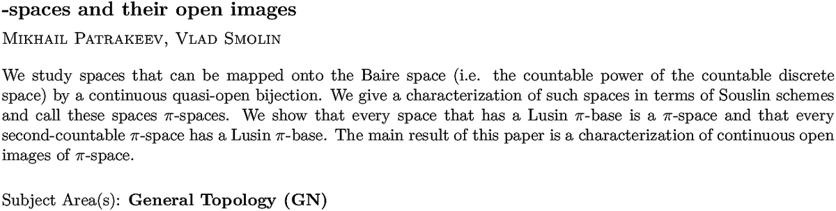 arxiv.org/abs/2208.06288…
M Patrakeev, V Smolin
$π$-spaces and their open images
