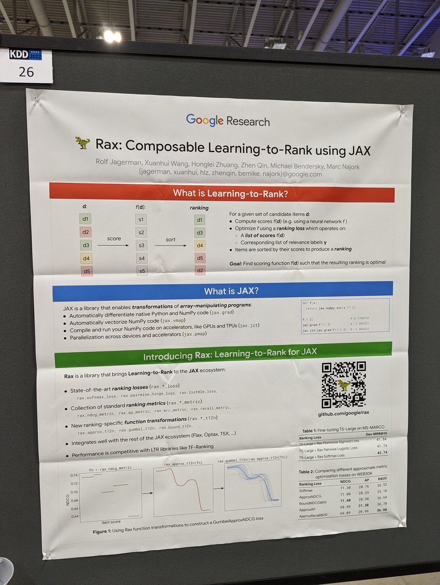 Attending #KDD2022? Come check out our poster about Rax. Happy to discuss Rax, JAX and Learning-to-Rank in person!