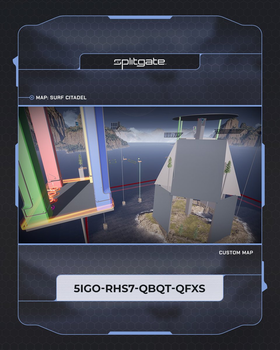 Splitgate's tweet photo. Surf's up dudes! Hang ten on this week's #MapMonday Surf Citadel by @ShevisJ!

Map Code: 5IGO-RHS7-QBQT-QFXS https://t.co/nGQMlQ073F