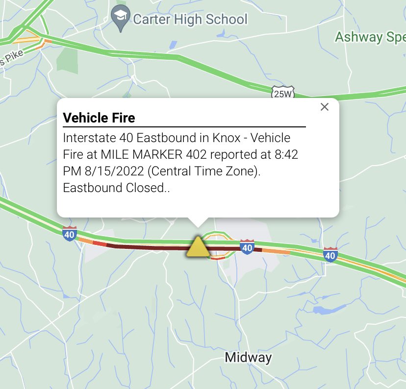 Knoxville Police TN on Twitter "TRAFFIC ALERT All lanes of I40 East