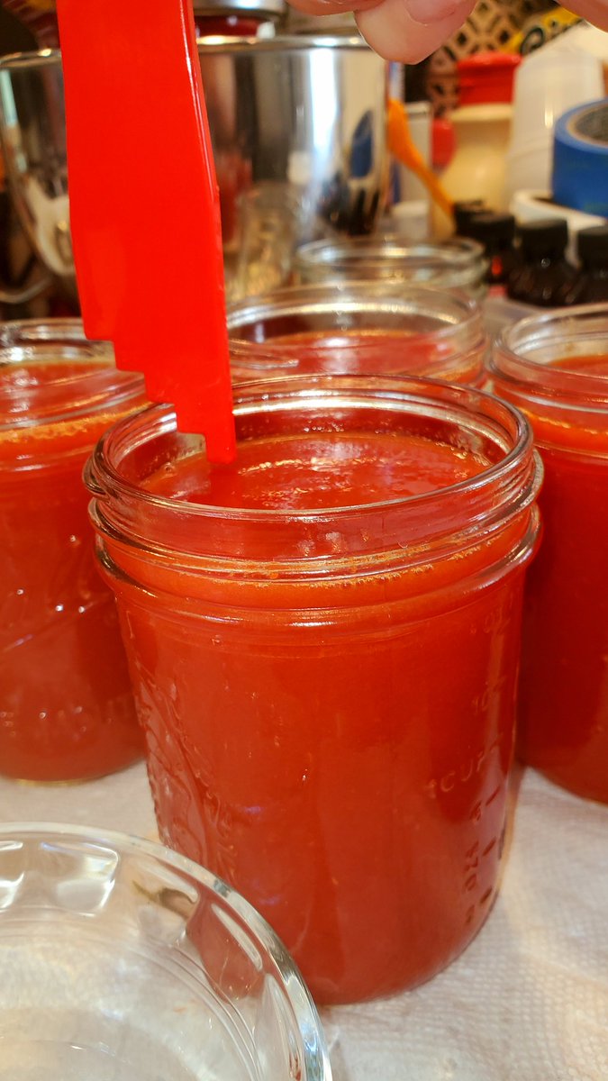 Atheen_'s tweet photo. Finished processing and canning my #tomatoes, today. All in all, 9 pint jars, about 30-35 pounds of raw tomatoes. 😅
I harvested another 4.5 pounds while the jars were in the pressure canner. 🤣
#DeckGardening #ContainersPlanting #ContainersGardening https://t.co/p9bNnKas7f