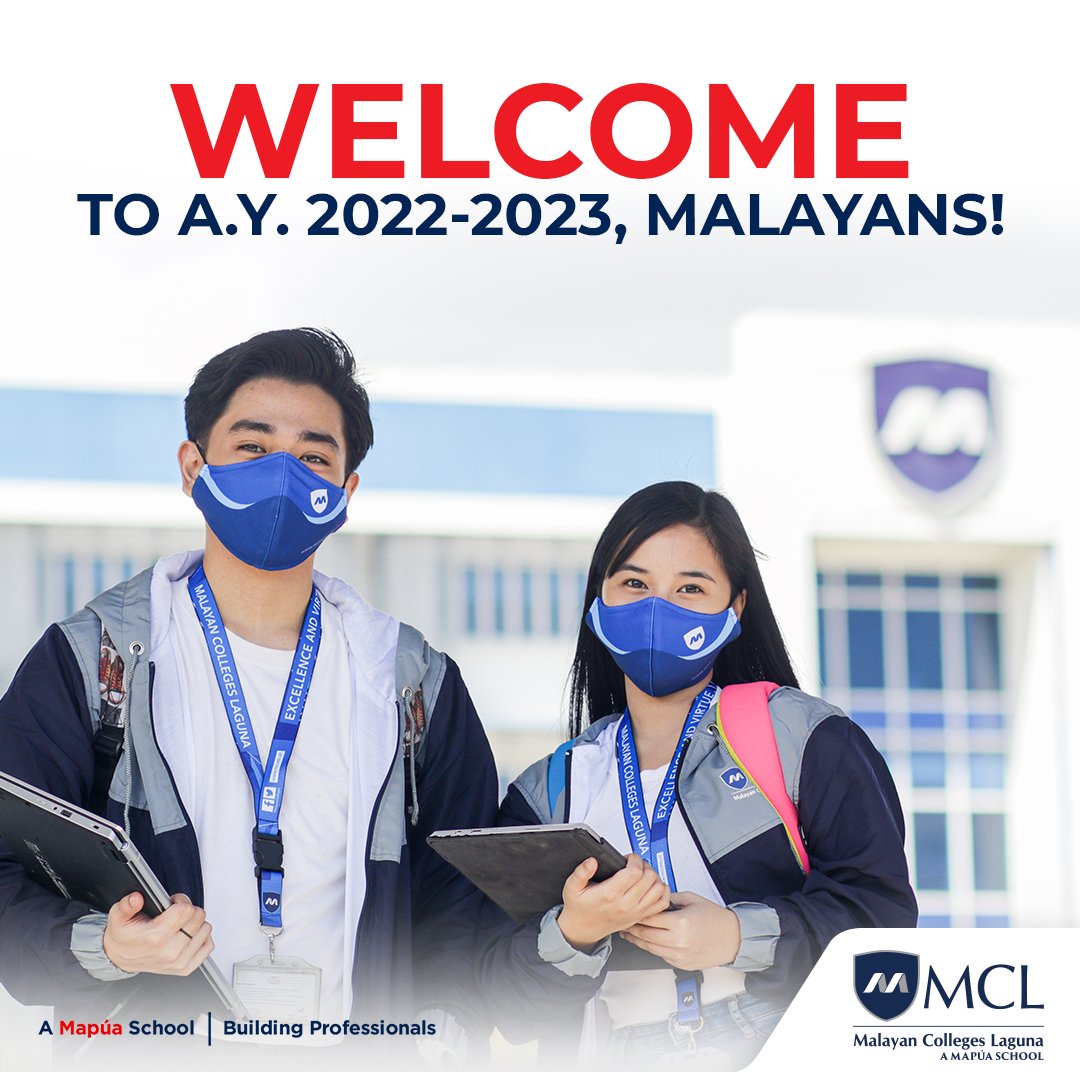 MapuaMCL's tweet photo. Welcome to A.Y. 2022 - 2023, Malayans!

This week marks the start of the First Term/Semester of A.Y. 2022 - 2023.

See you around!

📌F2F Learning Requirements: https://t.co/svAD60Jib6
📌FAQs for A.Y. 2022 - 2023: https://t.co/tzNFvSDPrn

#MCLSafeLearning
#BuildingProfessionals https://t.co/LPkIslFN1u