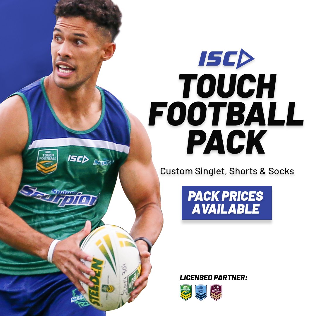2023 TOUCH FOOTBALL PACKS 🏉 For exclusive club prices contact us today - bit.ly/ISC-Touch-Foot… Pack includes: Custom Singlet, Shorts & Socks. 📸 @SydneyScorps #MadeByISC #Teamwear #TouchFootball