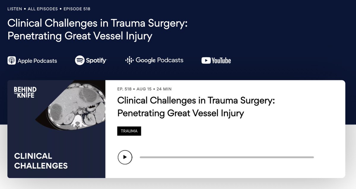 Fantastic Clinical Challenge in Trauma Surgery from our friends @DrRishiRattan @urrechisme @UNeeman...how do you access the left subclavian???! podcasts.apple.com/us/podcast/cli…