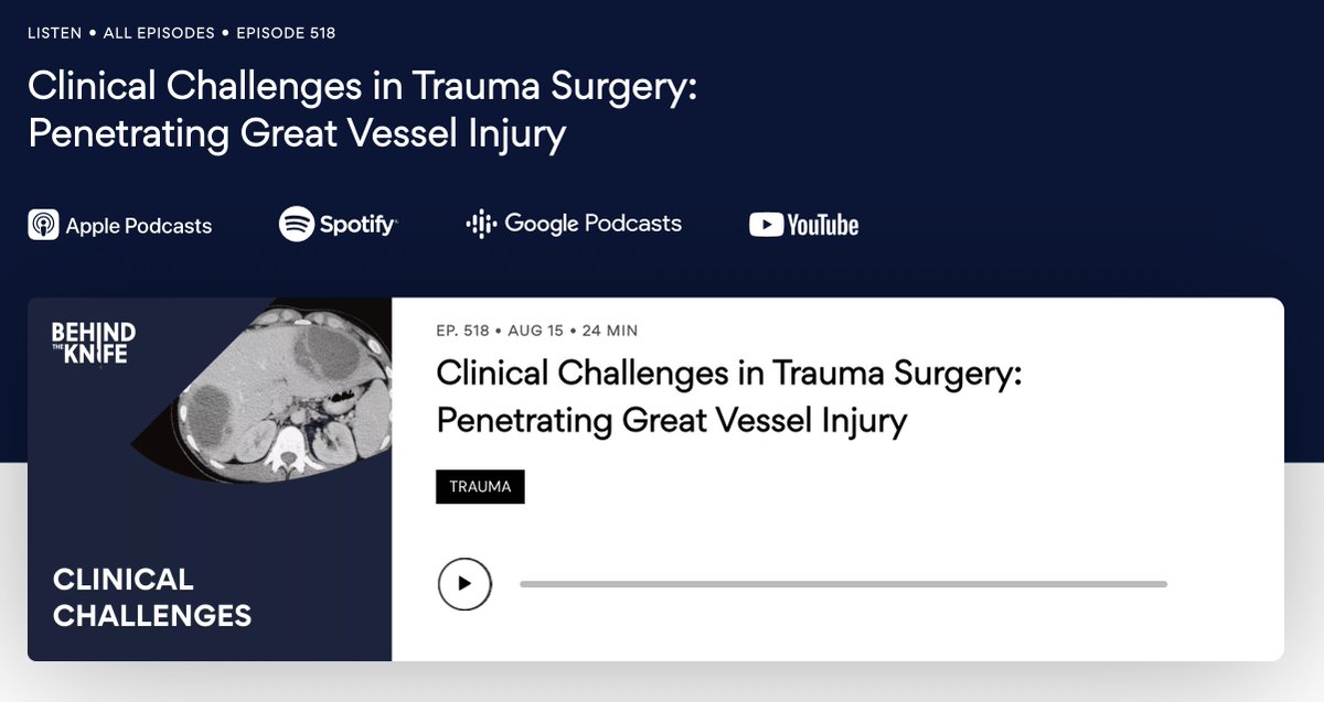 Fantastic Clinical Challenge in Trauma Surgery from our friends <a href="/DrRishiRattan/">Rishi Rattan</a> <a href="/urrechisme/">Eva María Urréchaga</a> <a href="/UNeeman/">Uri Neeman אורי נאמן</a>...how do you access the left subclavian???!

podcasts.apple.com/us/podcast/cli…