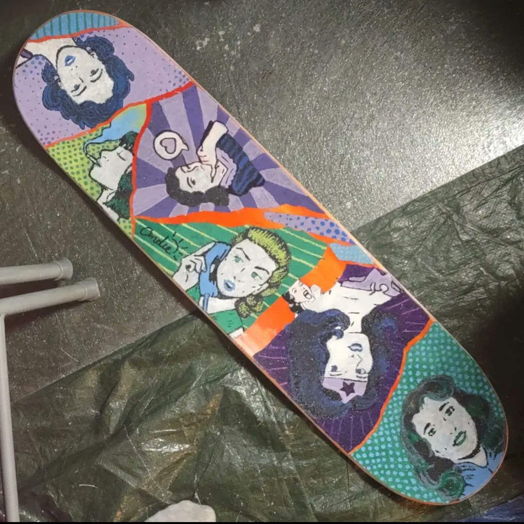 DrawsAndie's tweet photo. Did a commission of some pretty pinup ladies on my friends skateboard https://t.co/rPkOemBYeF
