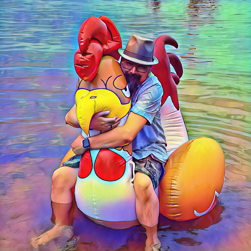 I noticed a plethora of people on the sandy beaches <a href="/WaskesiuLake/">Waskesiu Lake</a> snappin’ pics so I thought I would try and get ahead of the firestorm of gossip and post first. Yes, it is true. I was the dude riding the 🐓.  
Hank
#waskesiu #lakelife #summerfun #lookatthesizeofthatchicken