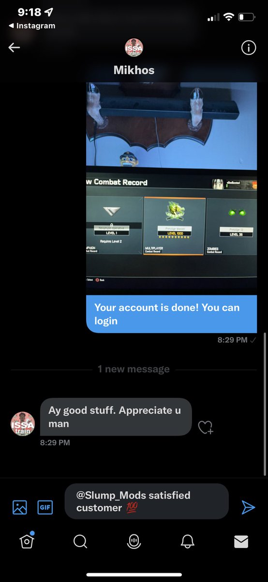 Slump_Mods's tweet photo. Satisfied customer 💯
Dm if interested
#gtamods #gtamodder #ps3mods #moddingps3 #ModernWarfare #MW #moneydrop #buymods #bo2mods #awmods #mwhacks #mwmods #codmods #bo3mods #moddedbo3account #bo3dupe #bo3duplication #blackops3 #bo3liquids https://t.co/f8sABXCDGx