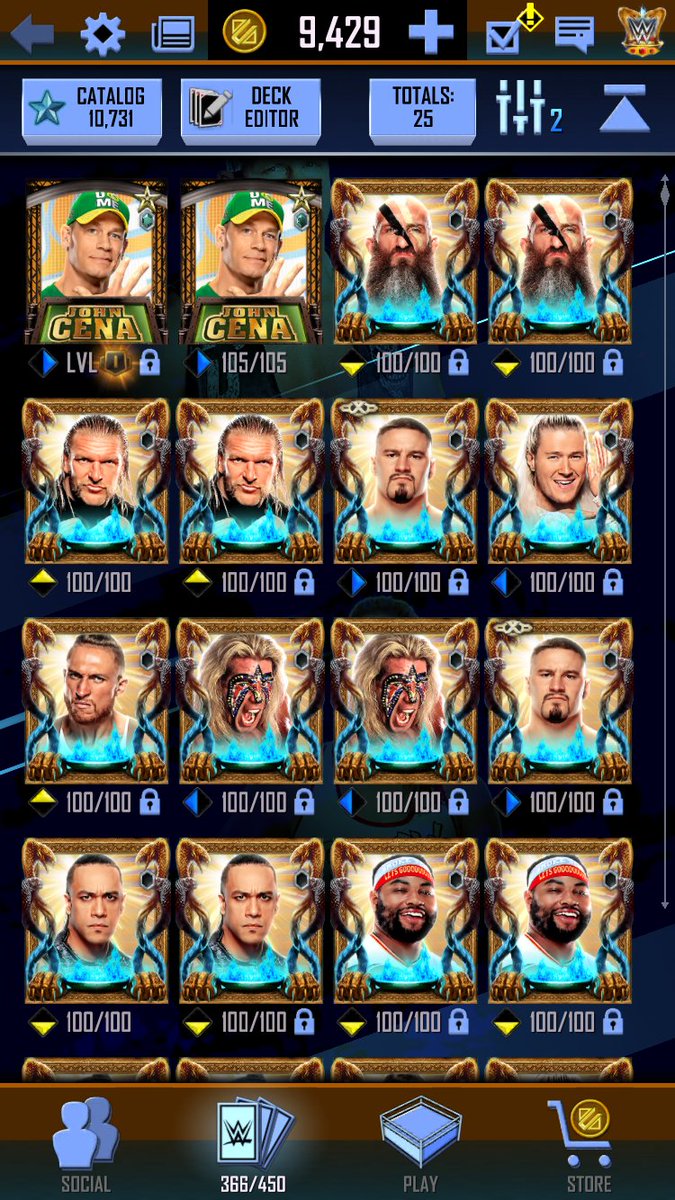 MJ_23_LightsOut's tweet photo. Selling STACKED SS BCE++ account with 10,731 catalogue, #98 Pat McAfee, full heroic Austin and 34 pro's in total! Also has 96k supercoins and 9400 credits. Selling at a fair price! DM me anytime if you have any questions #WWESuperCard https://t.co/K3OaJrlZNu