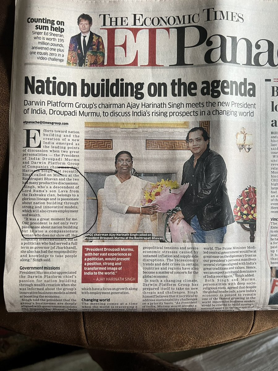 arorak's tweet photo. Just couldn’t stop myself!! @ETPanache wonder which agency gave you this write up…‘descendant of Lord Rama’s son Lava from the Ikshavaku clan’…am guessing it’s a sponsored article https://t.co/MiMoPk7KRc