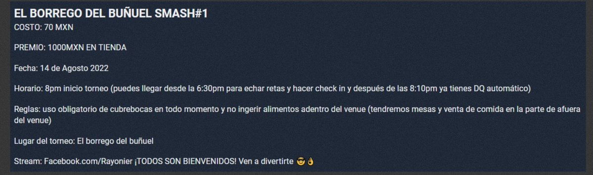true_kBT's tweet photo. El domingo 14 de agosto de visita en Merida asistí al torneo SMASH EL BORREGOMID#1 con un costo de $70 mxn ($40 de torneo $30 de venue) en el cual quedé en segundo lugar. https://t.co/izGLQwNWTL